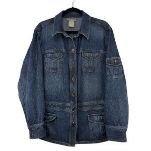 JONES NEW YORK JEANS 5 Pockets Button Up Adjustable Waist Blue Denim Jacket XL‎